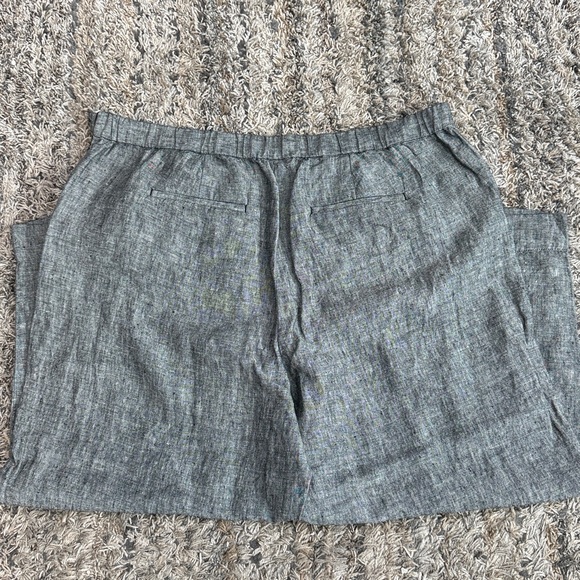 J. Jill Love Linen wide leg crop side zip black gray linen pants sz 2X - Picture 10 of 12